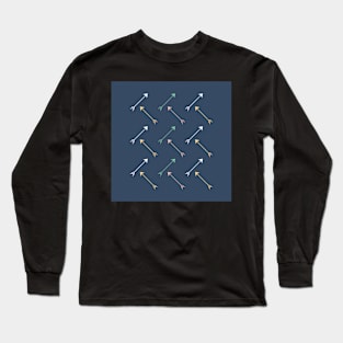 Diagonal Navy Retro Arrows Long Sleeve T-Shirt